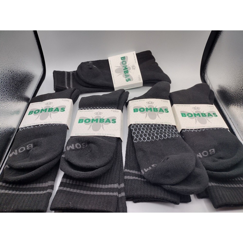 Bombas Men's X Large Lot Of 5 Socks13.5-17 Men Black Calf Socks Brand New